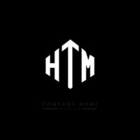 HTM letter logo design with polygon shape. HTM polygon and cube shape logo design. HTM hexagon vector logo template white and black colors. HTM monogram, business and real estate logo.