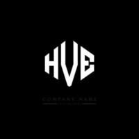 HVE letter logo design with polygon shape. HVE polygon and cube shape logo design. HVE hexagon vector logo template white and black colors. HVE monogram, business and real estate logo.