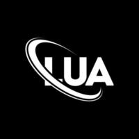 logotipo de lua. letra lua. diseño del logotipo de la letra lua. Logotipo de iniciales lua vinculado con círculo y logotipo de monograma en mayúsculas. tipografía lua para tecnología, negocios y marca inmobiliaria. vector