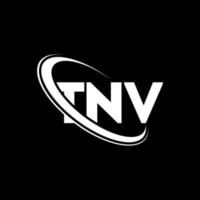 logotipo de tnv. carta tnv. diseño del logotipo de la letra tnv. logotipo de iniciales tnv vinculado con círculo y logotipo de monograma en mayúsculas. tipografía tnv para tecnología, negocios y marca inmobiliaria. vector