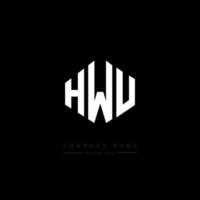 HWU letter logo design with polygon shape. HWU polygon and cube shape logo design. HWU hexagon vector logo template white and black colors. HWU monogram, business and real estate logo.