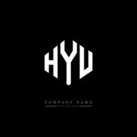 HYU letter logo design with polygon shape. HYU polygon and cube shape logo design. HYU hexagon vector logo template white and black colors. HYU monogram, business and real estate logo.