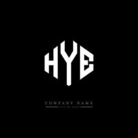 HYE letter logo design with polygon shape. HYE polygon and cube shape logo design. HYE hexagon vector logo template white and black colors. HYE monogram, business and real estate logo.