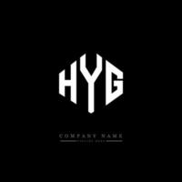 HYG letter logo design with polygon shape. HYG polygon and cube shape logo design. HYG hexagon vector logo template white and black colors. HYG monogram, business and real estate logo.