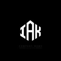 IAK letter logo design with polygon shape. IAK polygon and cube shape logo design. IAK hexagon vector logo template white and black colors. IAK monogram, business and real estate logo.