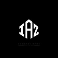 IAZ letter logo design with polygon shape. IAZ polygon and cube shape logo design. IAZ hexagon vector logo template white and black colors. IAZ monogram, business and real estate logo.