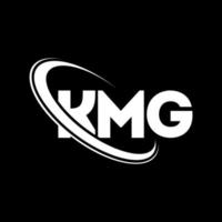 logotipo de kmg. letra kmg. diseño del logotipo de la letra kmg. logotipo de las iniciales kmg vinculado con un círculo y un logotipo de monograma en mayúsculas. tipografía kmg para tecnología, negocios y marca inmobiliaria. vector