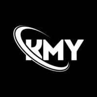 logotipo de kmy. letra kmy. diseño del logotipo de la letra kmy. logotipo de las iniciales kmy vinculado con un círculo y un logotipo de monograma en mayúsculas. tipografía kmy para tecnología, negocios y marca inmobiliaria. vector