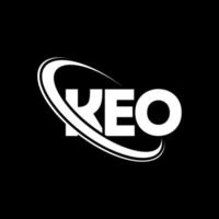 logotipo de Keo. letra keo. diseño del logotipo de la letra keo. logotipo de iniciales keo vinculado con círculo y logotipo de monograma en mayúsculas. tipografía keo para tecnología, negocios y marca inmobiliaria. vector