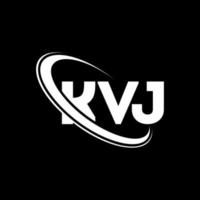 KVJ logo. KVJ letter. KVJ letter logo design. Initials KVJ logo linked with circle and uppercase monogram logo. KVJ typography for technology, business and real estate brand. vector