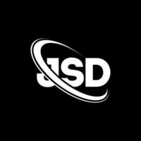 JSD logo. JSD letter. JSD letter logo design. Initials JSD logo linked with circle and uppercase monogram logo. JSD typography for technology, business and real estate brand. vector