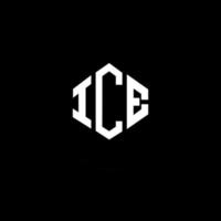 ICE letter logo design with polygon shape. ICE polygon and cube shape logo design. ICE hexagon vector logo template white and black colors. ICE monogram, business and real estate logo.