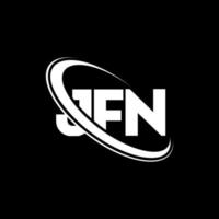 logotipo jfn. carta jfn. diseño del logotipo de la letra jfn. logotipo de las iniciales jfn vinculado con un círculo y un logotipo de monograma en mayúsculas. tipografía jfn para tecnología, negocios y marca inmobiliaria. vector
