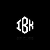 IBK letter logo design with polygon shape. IBK polygon and cube shape logo design. IBK hexagon vector logo template white and black colors. IBK monogram, business and real estate logo.