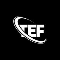 logotipo de tef. letra tef. diseño del logotipo de la letra tef. logotipo de iniciales tef vinculado con círculo y logotipo de monograma en mayúsculas. tipografía tef para tecnología, negocios y marca inmobiliaria. vector