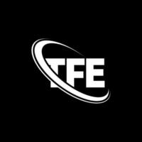 logotipo de tfe. la carta. diseño del logotipo de la letra tfe. logotipo de las iniciales tfe vinculado con el círculo y el logotipo del monograma en mayúsculas. tipografía tfe para tecnología, negocios y marca inmobiliaria. vector