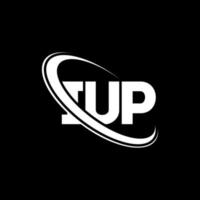 logotipo de iup. letra iup. diseño del logotipo de la letra iup. logotipo de las iniciales iup vinculado con el círculo y el logotipo del monograma en mayúsculas. tipografía iup para tecnología, negocios y marca inmobiliaria. vector