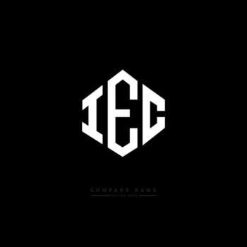 IEC letter logo design with polygon shape. IEC polygon and cube shape logo design. IEC hexagon vector logo template white and black colors. IEC monogram, business and real estate logo.