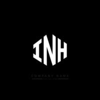 INH letter logo design with polygon shape. INH polygon and cube shape logo design. INH hexagon vector logo template white and black colors. INH monogram, business and real estate logo.