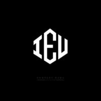 IEU letter logo design with polygon shape. IEU polygon and cube shape logo design. IEU hexagon vector logo template white and black colors. IEU monogram, business and real estate logo.