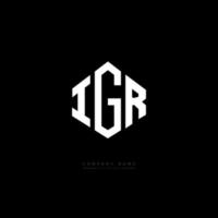 IGR letter logo design with polygon shape. IGR polygon and cube shape logo design. IGR hexagon vector logo template white and black colors. IGR monogram, business and real estate logo.
