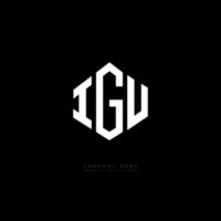 IGU letter logo design with polygon shape. IGU polygon and cube shape logo design. IGU hexagon vector logo template white and black colors. IGU monogram, business and real estate logo.