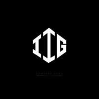 IIG letter logo design with polygon shape. IIG polygon and cube shape logo design. IIG hexagon vector logo template white and black colors. IIG monogram, business and real estate logo.