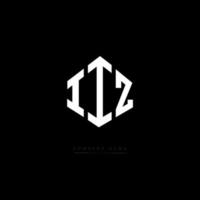 IIZ letter logo design with polygon shape. IIZ polygon and cube shape logo design. IIZ hexagon vector logo template white and black colors. IIZ monogram, business and real estate logo.