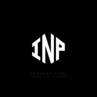 INP letter logo design with polygon shape. INP polygon and cube shape logo design. INP hexagon vector logo template white and black colors. INP monogram, business and real estate logo.