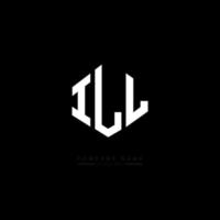 ILL letter logo design with polygon shape. ILL polygon and cube shape logo design. ILL hexagon vector logo template white and black colors. ILL monogram, business and real estate logo.