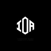 IOA letter logo design with polygon shape. IOA polygon and cube shape logo design. IOA hexagon vector logo template white and black colors. IOA monogram, business and real estate logo.