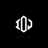 IOJ letter logo design with polygon shape. IOJ polygon and cube shape logo design. IOJ hexagon vector logo template white and black colors. IOJ monogram, business and real estate logo.