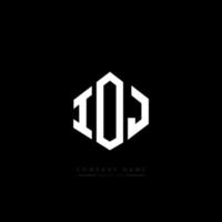 IOJ letter logo design with polygon shape. IOJ polygon and cube shape logo design. IOJ hexagon vector logo template white and black colors. IOJ monogram, business and real estate logo.