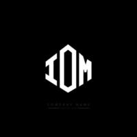 IOM letter logo design with polygon shape. IOM polygon and cube shape logo design. IOM hexagon vector logo template white and black colors. IOM monogram, business and real estate logo.