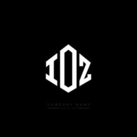 IOZ letter logo design with polygon shape. IOZ polygon and cube shape logo design. IOZ hexagon vector logo template white and black colors. IOZ monogram, business and real estate logo.