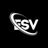 logotipo de esv. letra esv. diseño del logotipo de la letra esv. logotipo de iniciales esv vinculado con círculo y logotipo de monograma en mayúsculas. tipografía esv para tecnología, negocios y marca inmobiliaria. vector