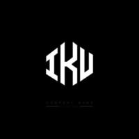 IKU letter logo design with polygon shape. IKU polygon and cube shape logo design. IKU hexagon vector logo template white and black colors. IKU monogram, business and real estate logo.