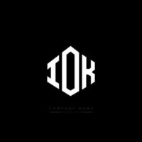 IOK letter logo design with polygon shape. IOK polygon and cube shape logo design. IOK hexagon vector logo template white and black colors. IOK monogram, business and real estate logo.