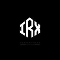 IRX letter logo design with polygon shape. IRX polygon and cube shape logo design. IRX hexagon vector logo template white and black colors. IRX monogram, business and real estate logo.