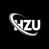 logotipo hzu. letra hzu. diseño del logotipo de la letra hzu. logotipo de las iniciales hzu vinculado con un círculo y un logotipo de monograma en mayúsculas. tipografía hzu para tecnología, negocios y marca inmobiliaria. vector