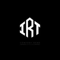 IRT letter logo design with polygon shape. IRT polygon and cube shape logo design. IRT hexagon vector logo template white and black colors. IRT monogram, business and real estate logo.