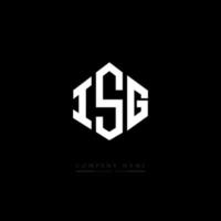 ISG letter logo design with polygon shape. ISG polygon and cube shape logo design. ISG hexagon vector logo template white and black colors. ISG monogram, business and real estate logo.