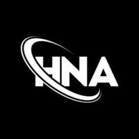 logotipo de hna. hna carta. diseño del logotipo de la letra hna. logotipo de las iniciales hna vinculado con un círculo y un logotipo de monograma en mayúsculas. tipografía hna para tecnología, negocios y marca inmobiliaria. vector