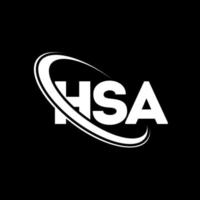 logotipo de hsa. carta hsa. diseño del logotipo de la letra hsa. logotipo de las iniciales hsa vinculado con un círculo y un logotipo de monograma en mayúsculas. tipografía hsa para tecnología, negocios y marca inmobiliaria. vector