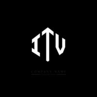 ITV letter logo design with polygon shape. ITV polygon and cube shape logo design. ITV hexagon vector logo template white and black colors. ITV monogram, business and real estate logo.