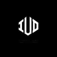 IUD letter logo design with polygon shape. IUD polygon and cube shape logo design. IUD hexagon vector logo template white and black colors. IUD monogram, business and real estate logo.