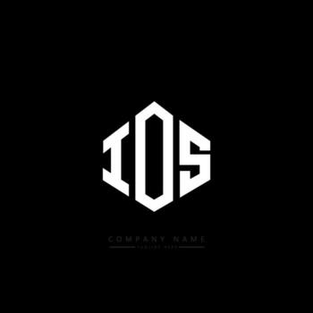 IOS letter logo design with polygon shape. IOS polygon and cube shape logo design. IOS hexagon vector logo template white and black colors. IOS monogram, business and real estate logo.