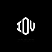 IOV letter logo design with polygon shape. IOV polygon and cube shape logo design. IOV hexagon vector logo template white and black colors. IOV monogram, business and real estate logo.