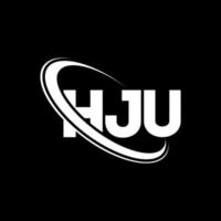 logotipo de hju. letra hju. diseño del logotipo de la letra hju. logotipo de las iniciales hju vinculado con un círculo y un logotipo de monograma en mayúsculas. tipografía hju para tecnología, negocios y marca inmobiliaria. vector