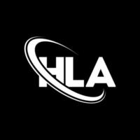 logotipo de hla. hola carta. diseño del logotipo de la letra hla. logotipo de las iniciales hla vinculado con un círculo y un logotipo de monograma en mayúsculas. tipografía hla para tecnología, negocios y marca inmobiliaria. vector